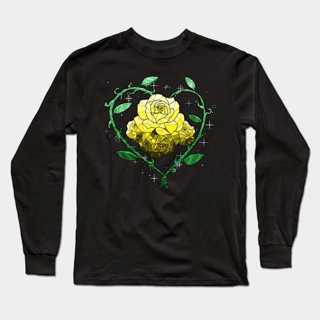 Yellow Crystal Flower Long Sleeve T-Shirt by Saira Crystaline